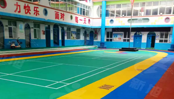 硅pu球场塑胶地面完工