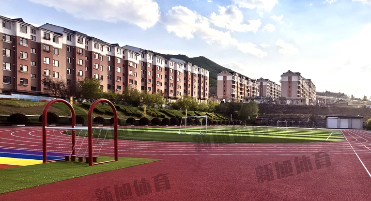 新旭体育学校操场升级跑道施工