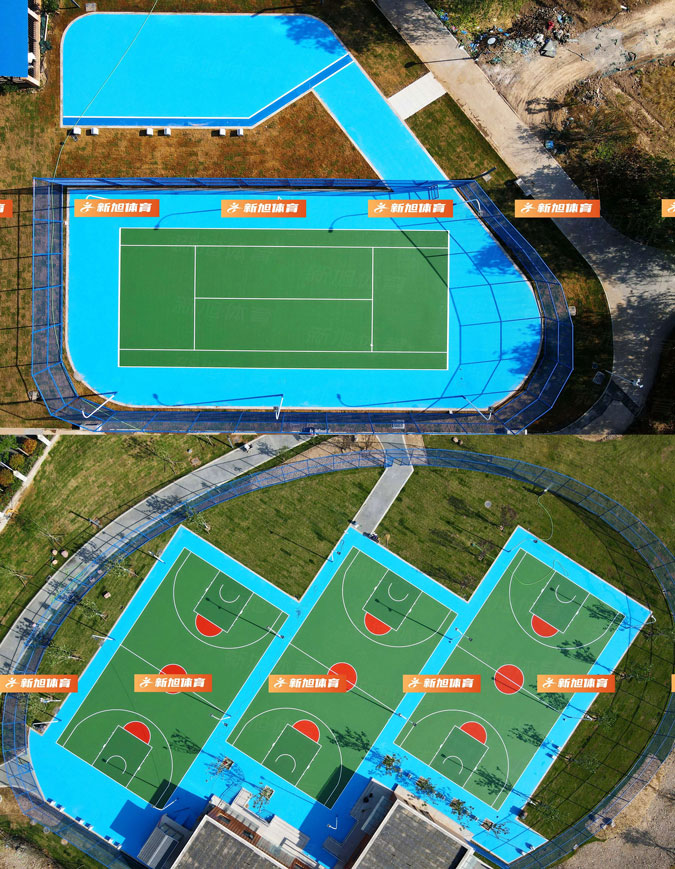 新旭体育河南本土安阳体育公园室外硅PU球场案例