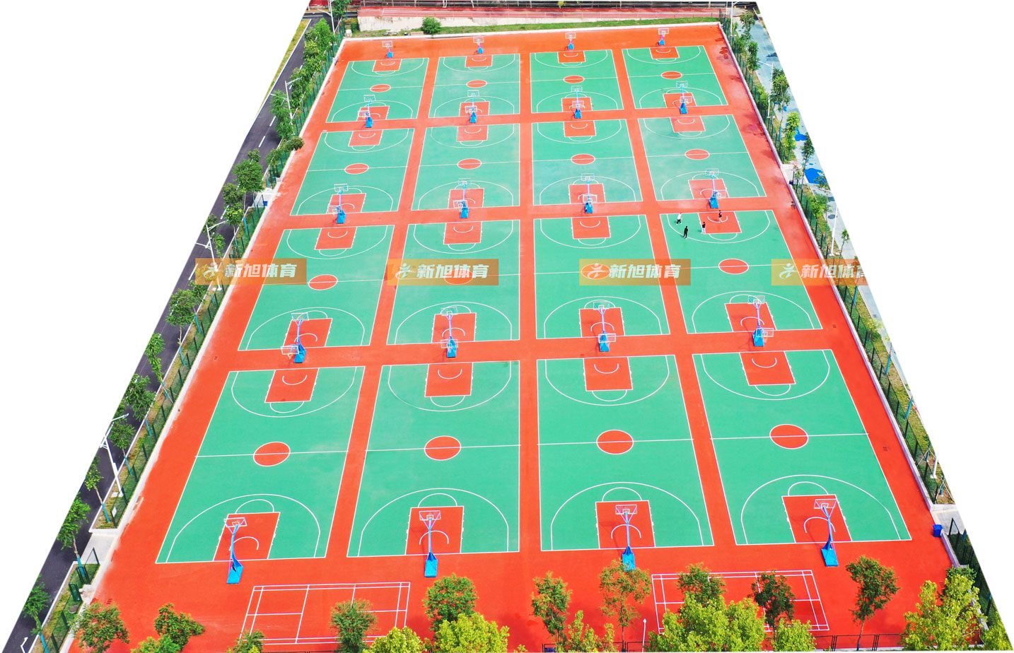 新旭体育河南本土济源一中室外硅pu篮球场案例